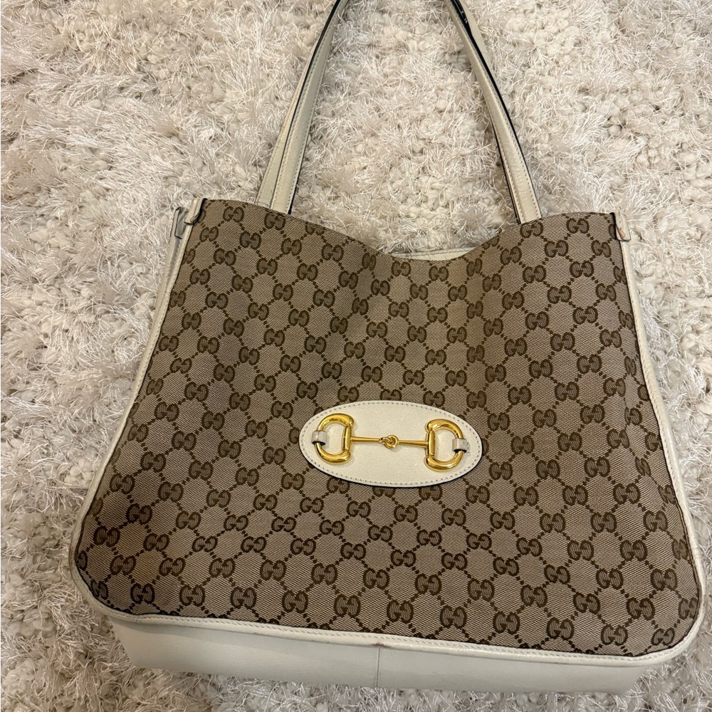 Gucci Beige and Brown Signature Tote